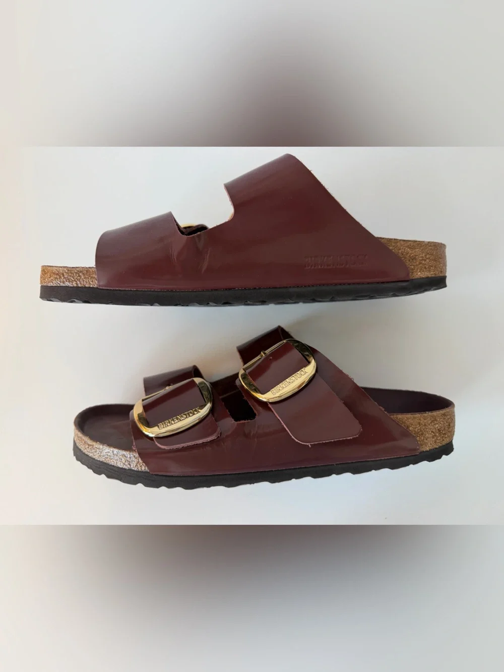 Birkenstock Arizona Big Buckle Sandal in High Shine Zinfandel Leather, Size 10 - Picture 5 of 9